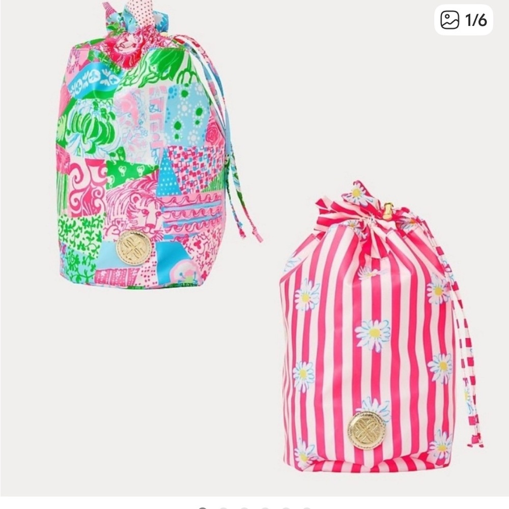 Lilly Pulitzer Pink and Green pool Pouch Duo